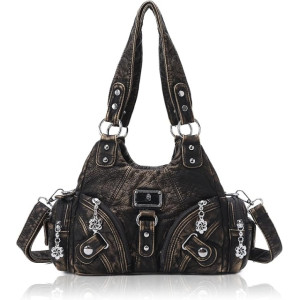 Purses for Women Small Hobo Shoulder Bags Vagen Leather Multi-Pocket Tote Bag with Zipper